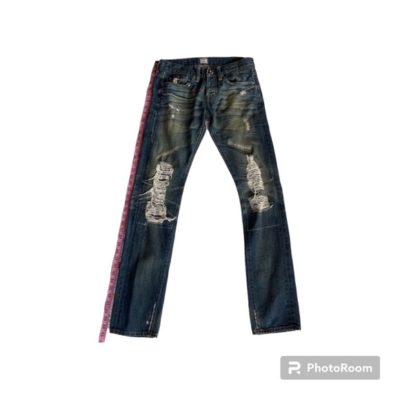 AG Selvedge Japanese Denim Heavily Distressed Jeans with Pure S925 Rivet - Picture 10 of 13